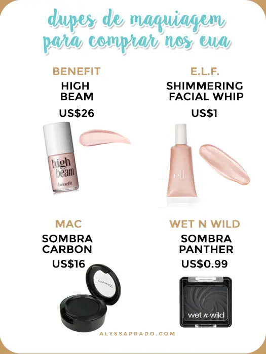 Are you going to travel to the United States and don't want to spend a lot? So get to know these cheap alternatives to famous products! Click on the link to read more and find out where to buy the best makeup dupes in the United States!