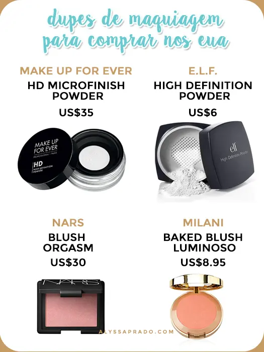 Ready to go shopping in the USA but don't want to spend a lot? How about swapping the Make Up For Ever powder for the equally good but much cheaper version from elf? Did you like it? So click on the link and discover the best makeup dupes in the United States!