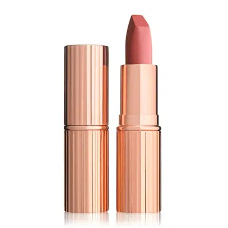 Charlotte Tilbury's Pillow Talk lipstick is the brand's most famous product, and it has a color that works on all skin tones!!