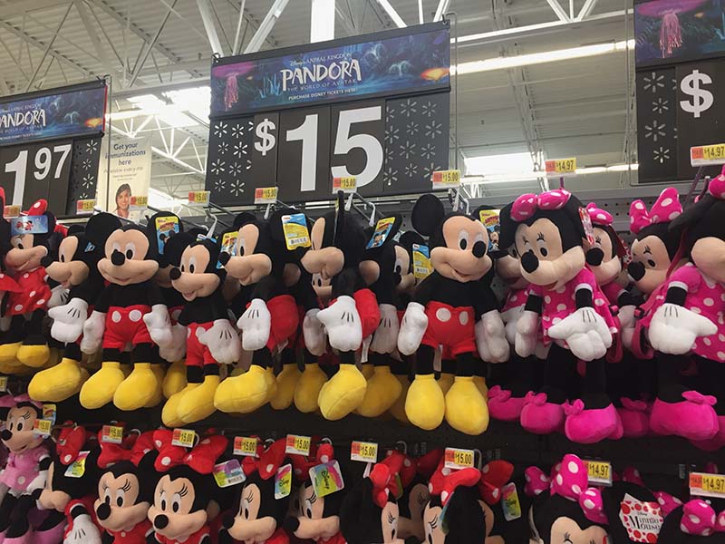 Disney plushes at Walmart! The super store is one of the best places where to shop in Orlando, with great prices overall!